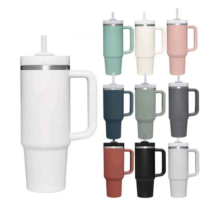 Cup Handle Water Bottle With Lid & Straw Outdoor