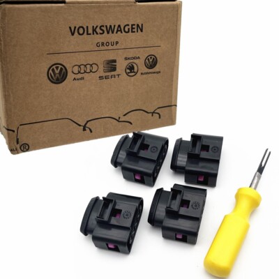 Original VW 4x Ignition Coil Plug Connector Repair Kit 4B0973724 For Audi Seat
