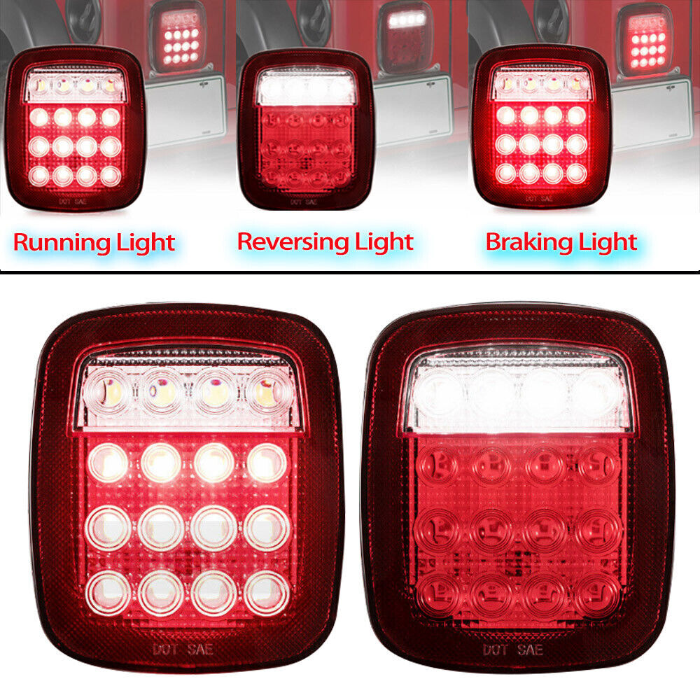 2X LED Tail Lights Rear Brake Lamps Turn Stop Reverse for Jeep Wrangler TJ CJ JK