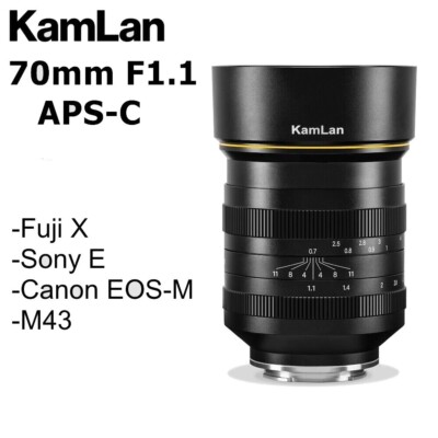 Kamlan 70mm F1.1 APS-C Large Aperture Manual Lens for Canon EOS-M Sony Fuji M4/3