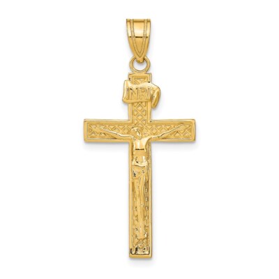 Pre-owned Superdealsforeverything Real 14kt Yellow Gold Inri Crucifix Pendant