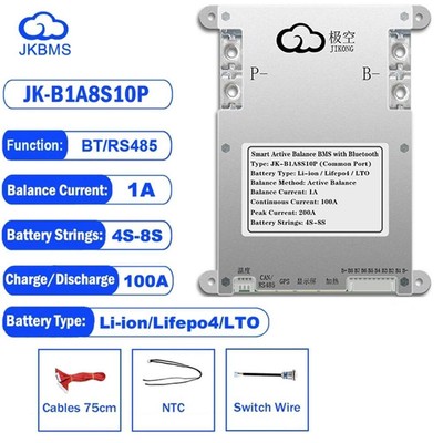 JK 4S-8S SMART 100A-300A Li-ion LiFePo4 Active Balancer BMS Bluetooth/RS485 Lot