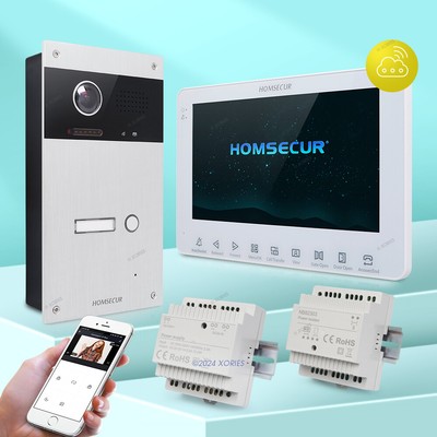 HOMSECUR 7'' WIFI 2 Wire Video Door Phone Call Intercom External Memory 1 Family