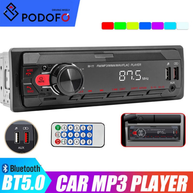 Single 1 Din Car Stereo Radio Mp3 Player In-Dash Bluetooth/Fm/Usb/Aux Head Unit