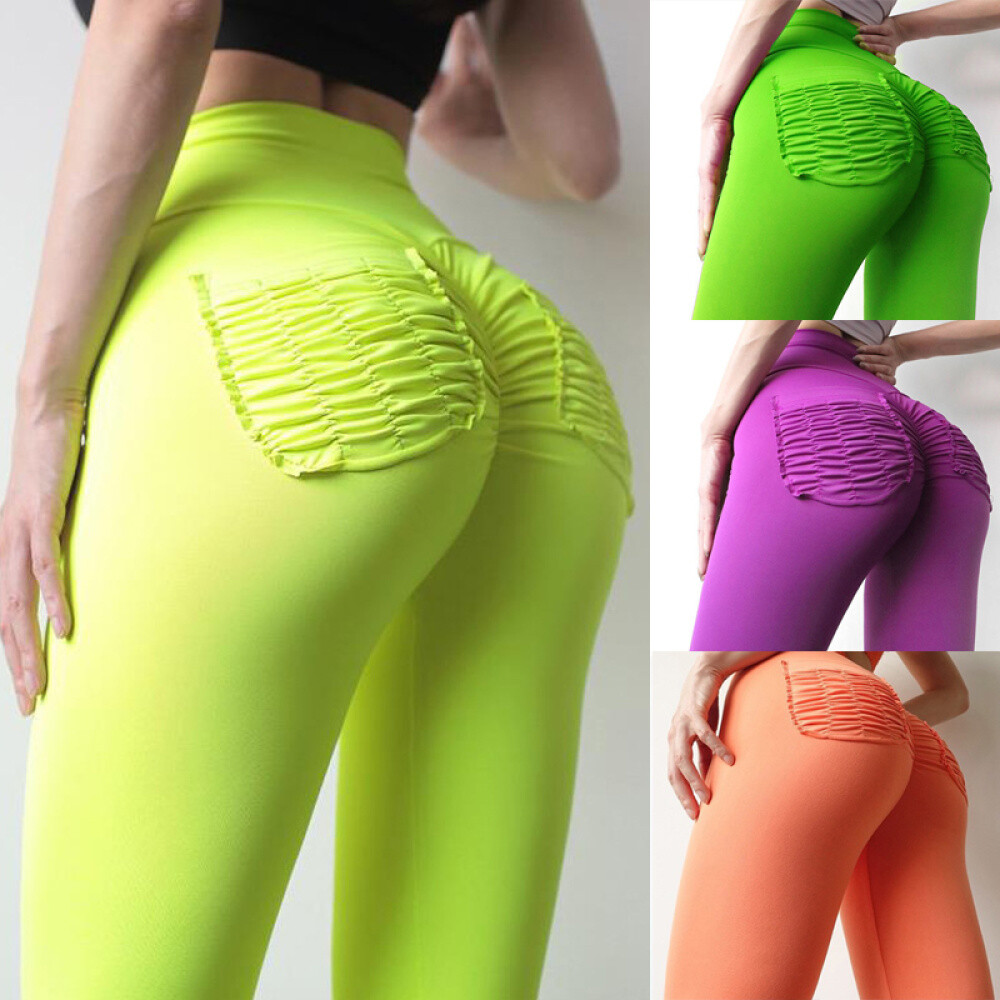 Women Scrunch Ruched Butt Leggings Sport Gym Pants Slim Workout Fitness Trousers | eBay