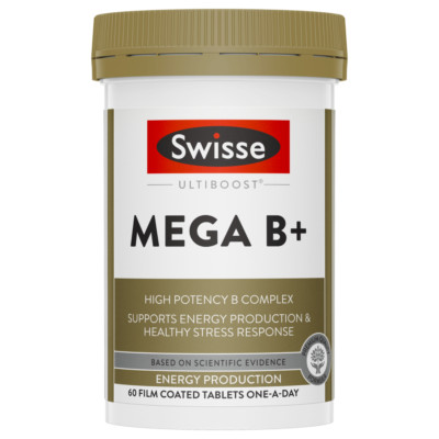 Swisse Ultiboost Mega B+ 60 Tablets High Potency Vitamin B Complex Energy