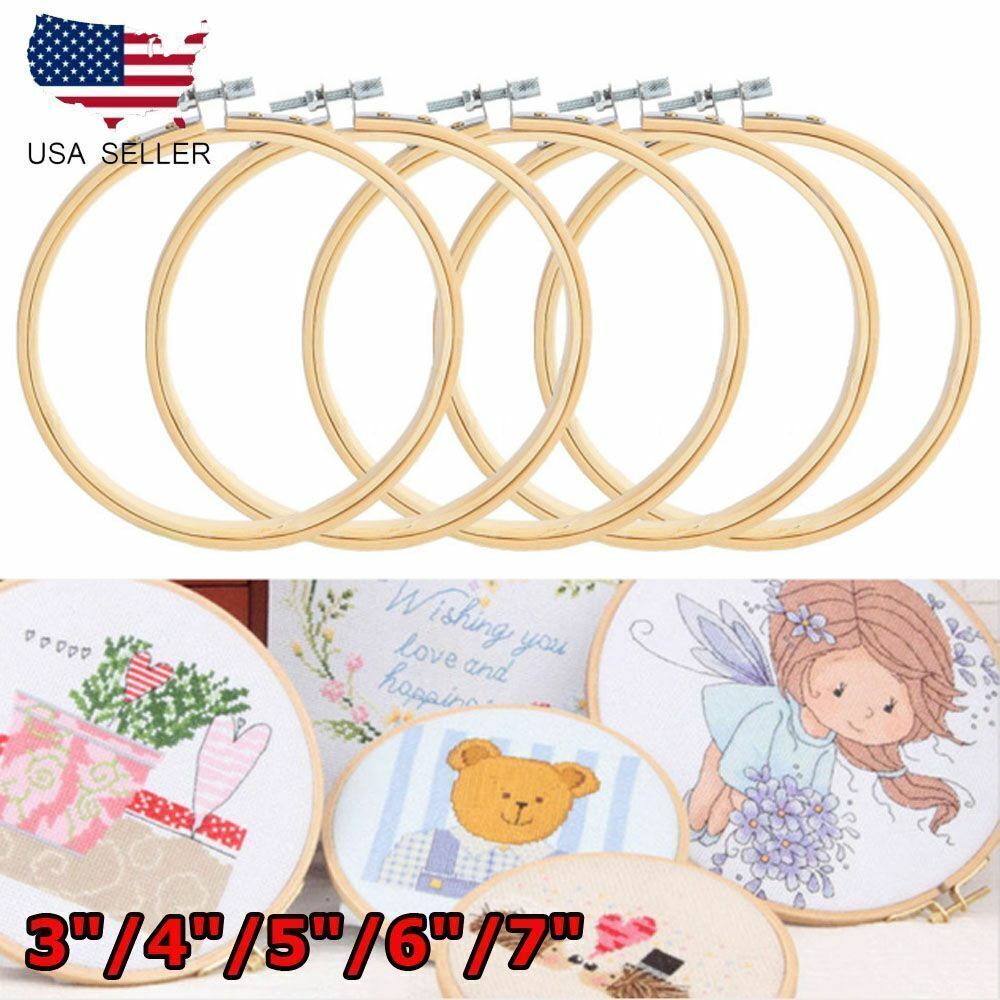 Hoops Frame Set Bamboo Wooden Hoop Rings Home Cross Stitch T