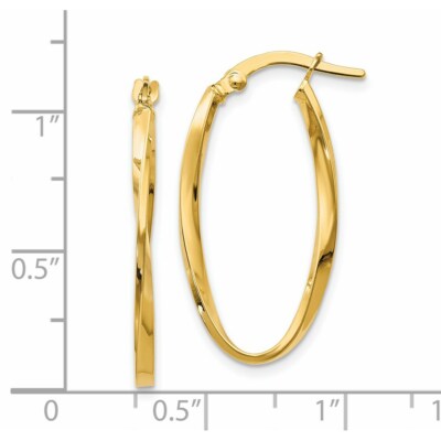 Pre-owned Superdealsforeverything Real 14kt Yellow Gold Twisted Oval Hoop Earrings