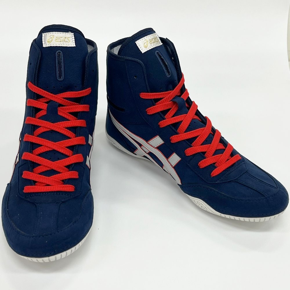 Pre-owned Asics 1083a001  Wrestling Shoes Navy×silver Gray×red Ex-eo Successor [us7.5-11.5]
