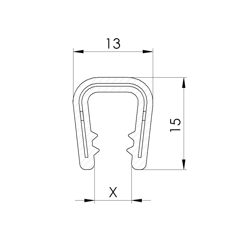 Kantenschutzprofil 161 0360, PVC auf 10 mm Klemmbereich schwarz aufgeweitet