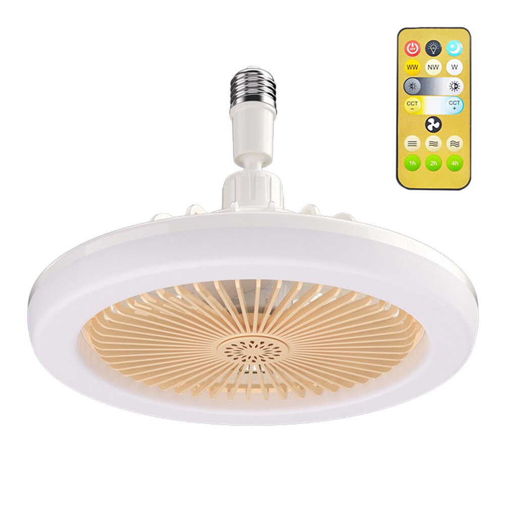 30W Dimmable Timer LED Ceiling Fan Lamp E27 Bulb Socket with Remote Control US