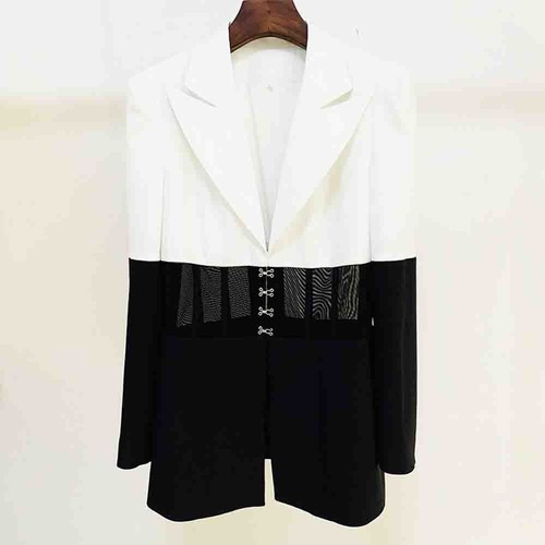 Pre-owned Handmade Custom Made To Order Black/white Contrast Stitched Blazer Suit Plus 1x-10x L647 In White/black