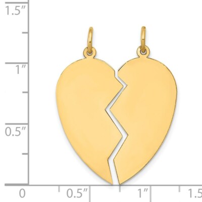 Pre-owned Superdealsforeverything Real 14kt Yellow Gold 2 Piece Heart Charm