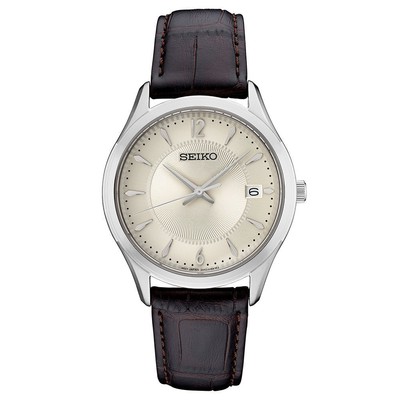 Pre-owned Seiko Essentials Leather Strap Watch