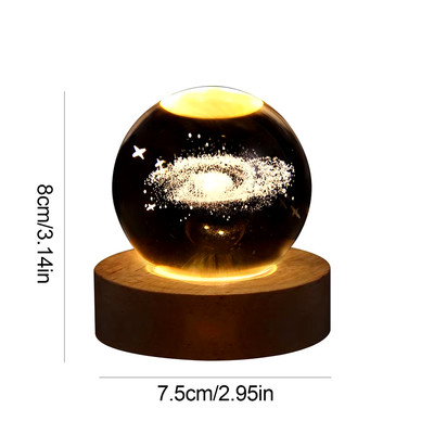 Crystal Ball Night Light 3D Moon Solar System Table Lamp LED Crystal Ball Childr
