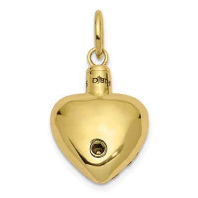 Pre-owned Superdealsforeverything Real 10k Yellow Gold Heart Remembrance Ash Holder Pendant