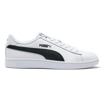Puma Smash V2 Leather Lace Up  Mens Black, White Sneakers Casual Shoes 365215-01
