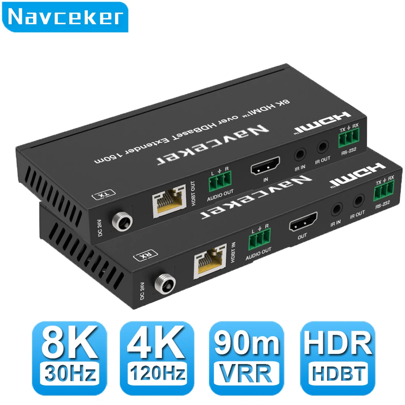 8K HDMI Extender 4K 120Hz HDMI 2.1 Extender Over UTP Cat6 RJ45 Cable 90 Meter HD