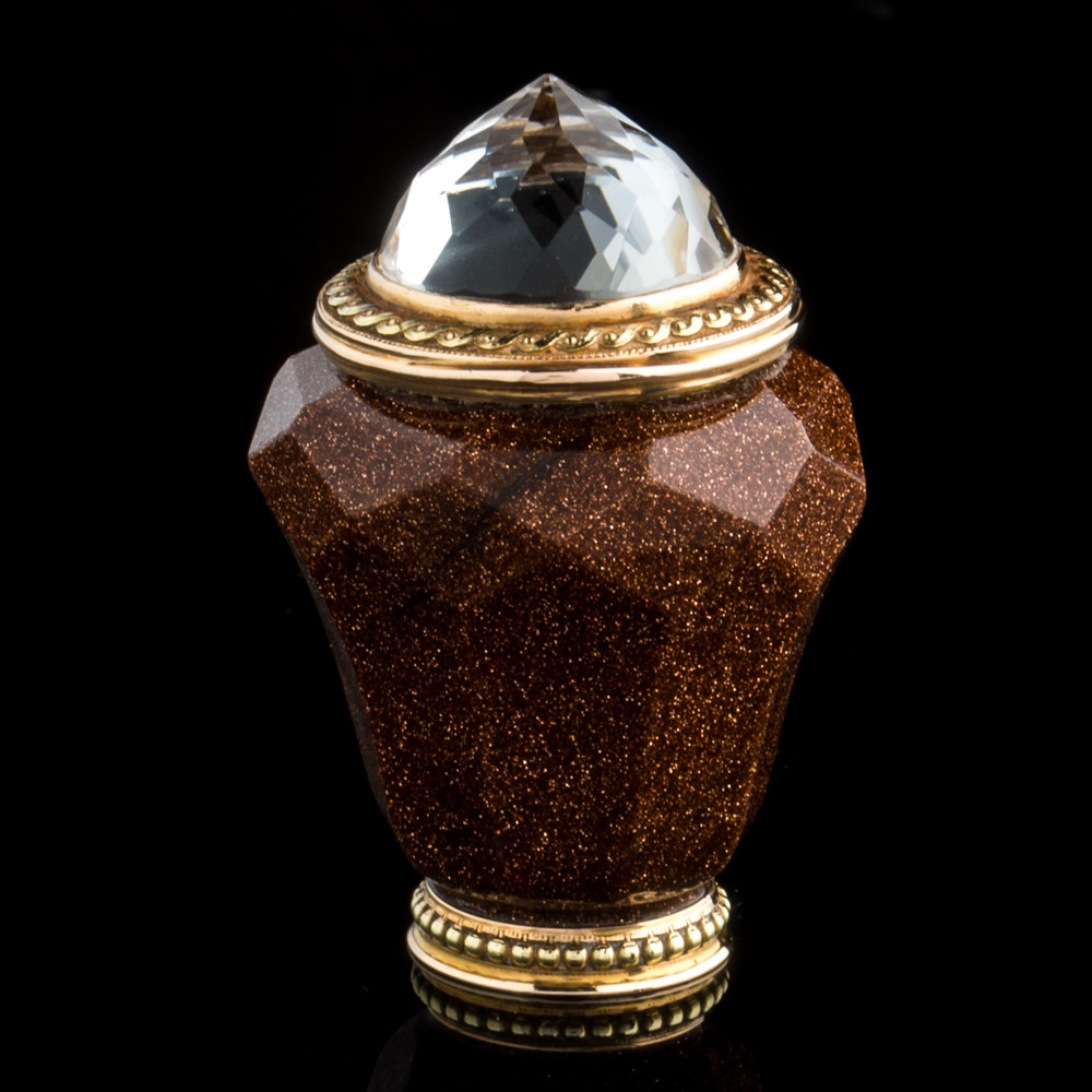 Antique Continental 18k Gold Goldstone Aventurine Glass Crystal Vinaigrette