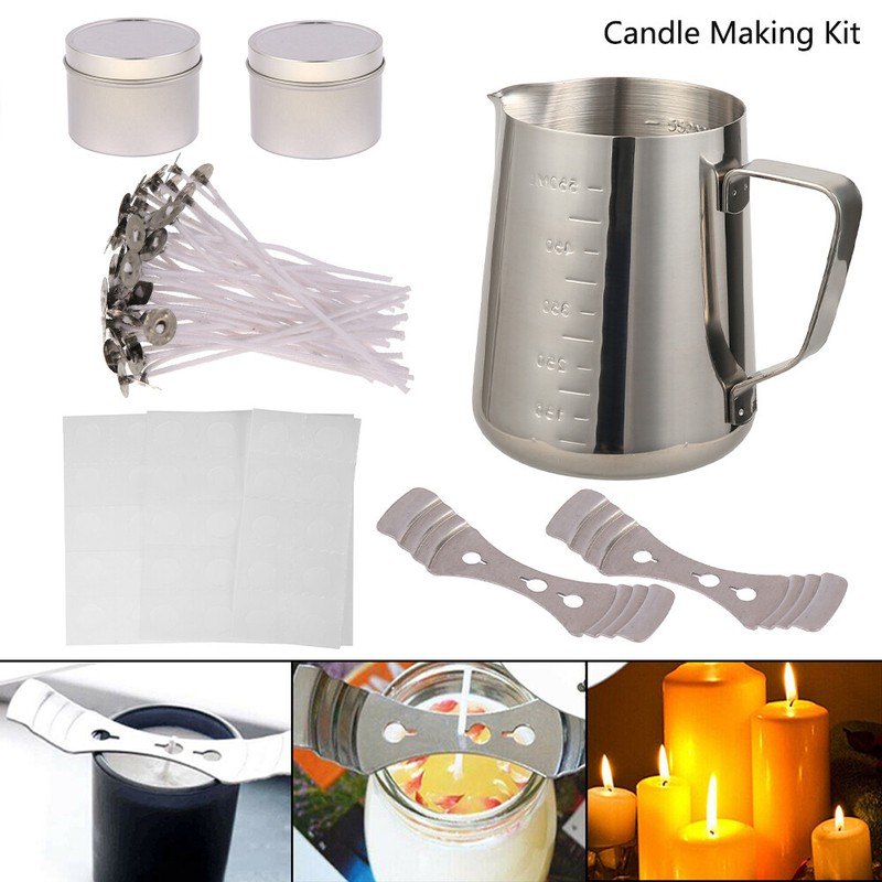 Kerzenherstellung 550ml Schmelztopf mit Kerzendocht Docht Aufkleber Kerze DIY
