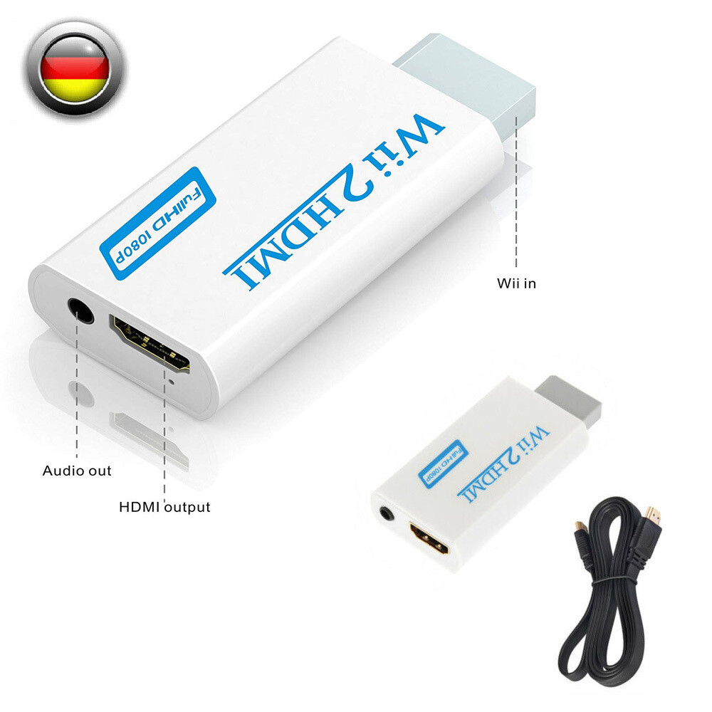 Wii zu HDMI Wii2 HDMI Full HD 1080P HDTV Konverter Adapter mit Kabel DHL