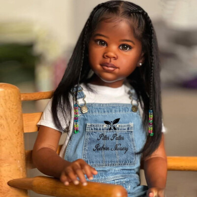46" Huge Dark Skin Toddler Girl Painted Kit Lifelike Reborn Doll with Cloth Body