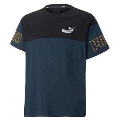

Черный повседневный топ для мальчиков Puma Power Colorblock с круглым вырезом и короткими рукавами, Puma Power Colorblock Crew Neck Short Sleeve T-Shirt Youth
