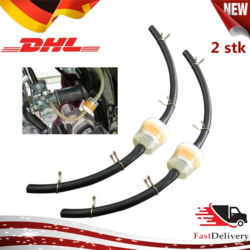 2X Benzinfilter mit Schlauch Motorrad Kraftstofffilter für Roller Filter 6mm DE