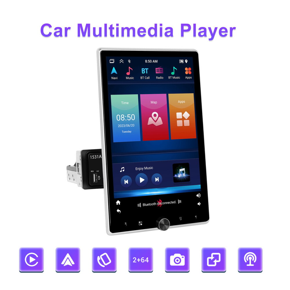 Android 13 10.4'' 1 Din Carplay Car Radio GPS WIFI BT Touch Screen Stereo Camera