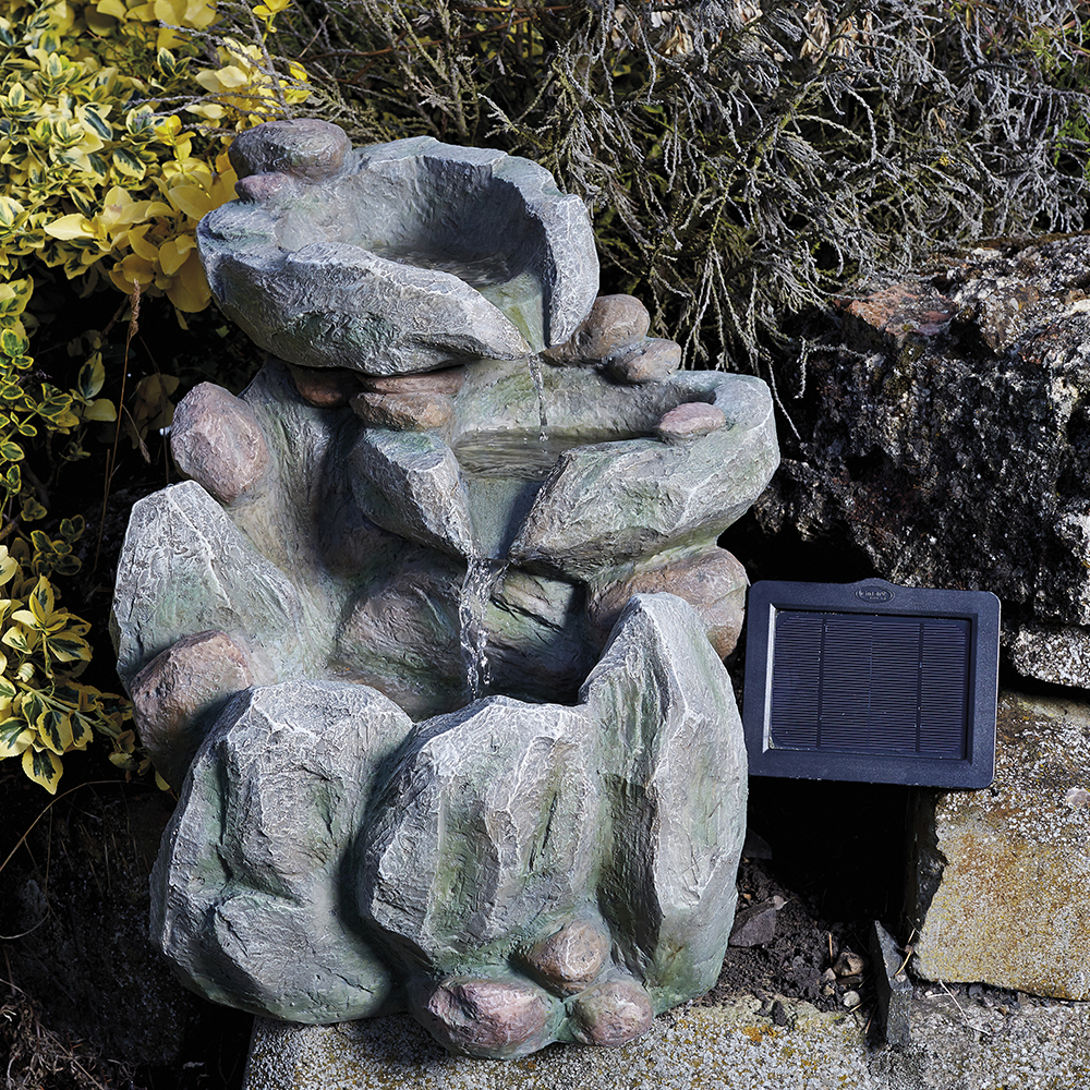 Waterfall Water Feature Cascade Rocks Solar Powered Pump Garden Ornament NEW 5017730965382 | eBay