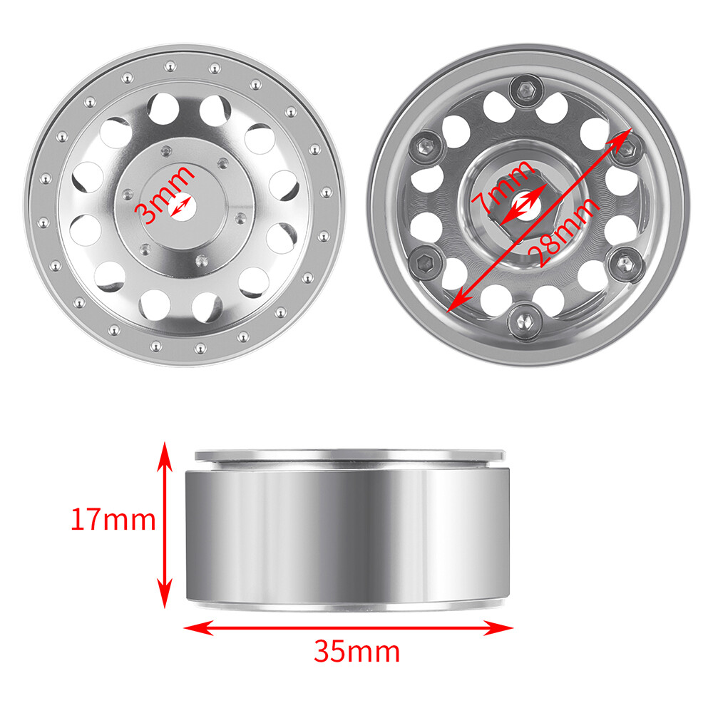 FLYXM 1.3" Beadlock Wheel Rims for TRX4M SCX24 Redcat Ascent-18 1/18 1/24 RC Car