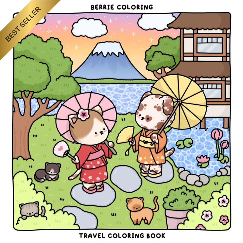 Berrie Coloring Travel: Cute and Cozy Coloring Book for Kids & Adults Featuring