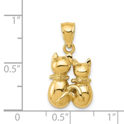 Pre-owned Superdealsforeverything Real 14kt Yellow Gold Cat Pendant