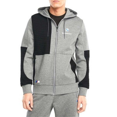 Puma Bmw Mms Full Zip Hoodie Мужская серая повседневная верхняя одежда 53118703