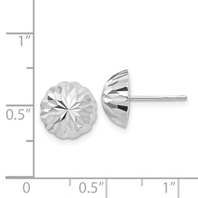 Pre-owned Superdealsforeverything Real 14kt White Gold Polished & Diamond-cut Half Ball Post Earrings