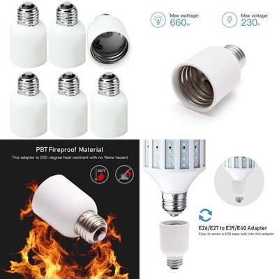 6-Pack E26/E27 to E39/E40 Adapter JACKYLED Medium(E26/E27) 6 Pack, White 