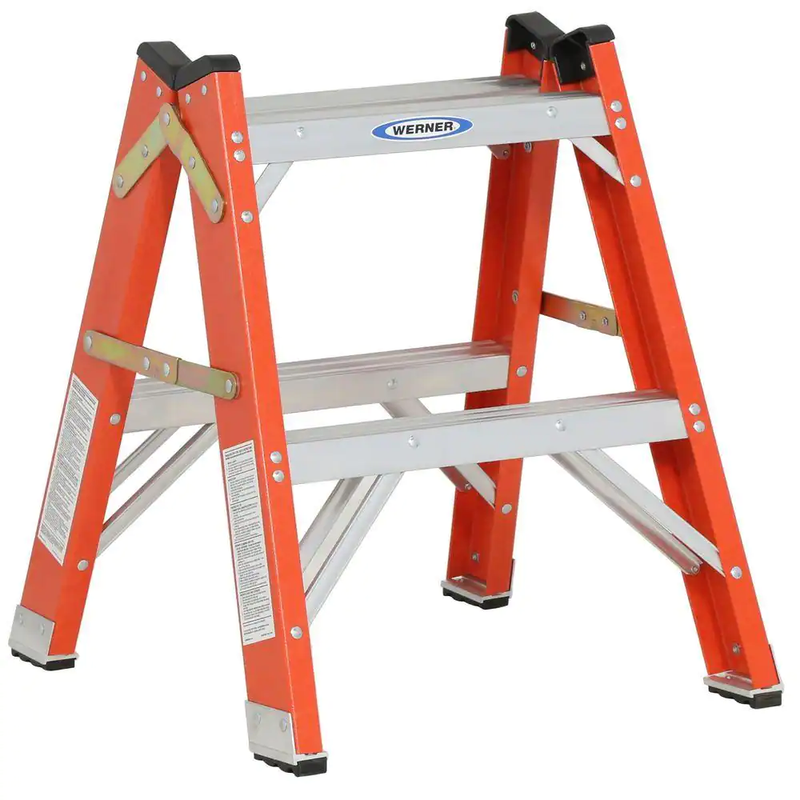 2 Ft. Fiberglass Twin Step Ladder w/ 300 Lbs. Load Capacity 