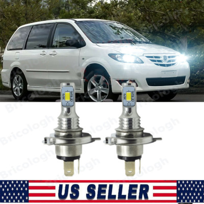 For Mazda MPV 1996-2006 2X 9003 H4 LED Headlight Bulbs High/Low Beam 6000K White