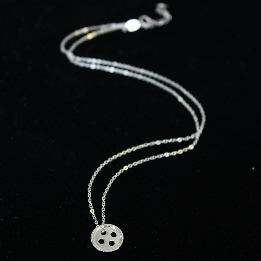 アクセサリー BUTTON NECKLACE SILVER 925 Sterling Silver Button Necklace Pendant 45cm Cute as a