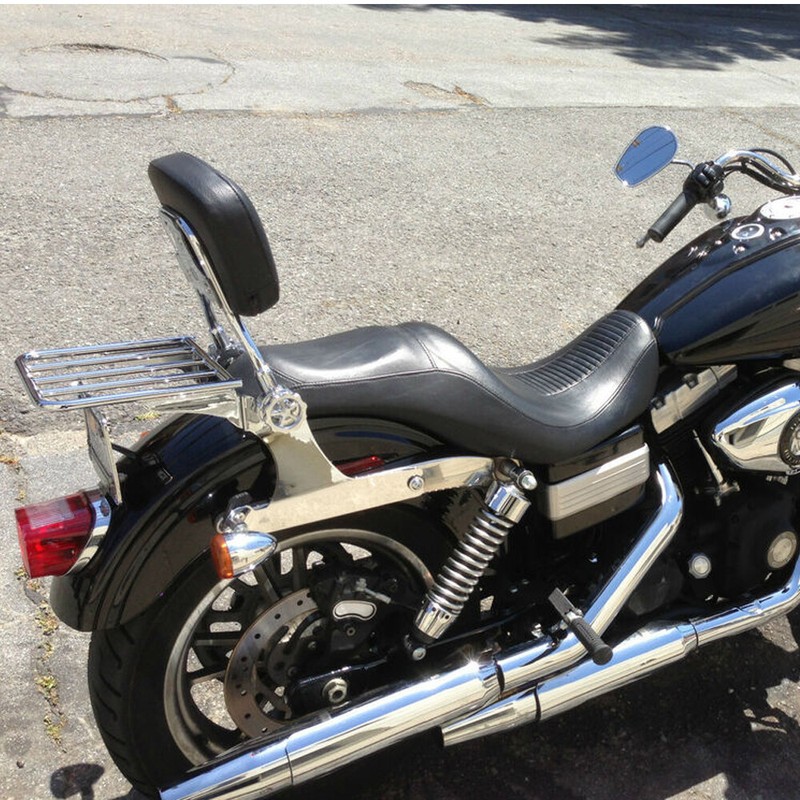 Adjustable Backrest Sissy Bar Luggage Rack For Harley Dyna Super Glide