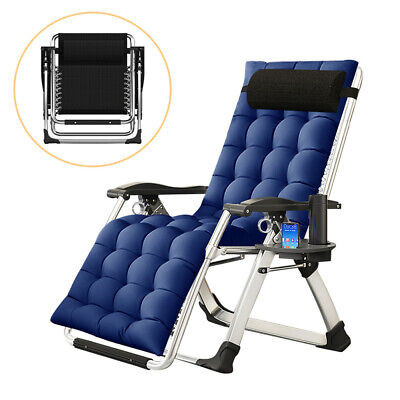 Zero Gravity Chair Portable Lounge Chair Folding Patio Recliner W/Cup Holder+Mat