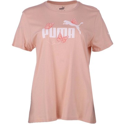 

Футболка Puma Butterfly с круглым вырезом и коротким рукавом, женские повседневные топы размера, Розовый