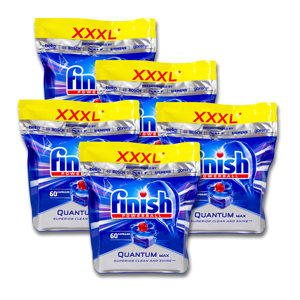 (12,85 EUR/kg) 300x Finish Quantum Powerball Spülmaschinentabs Geschirrspültabs