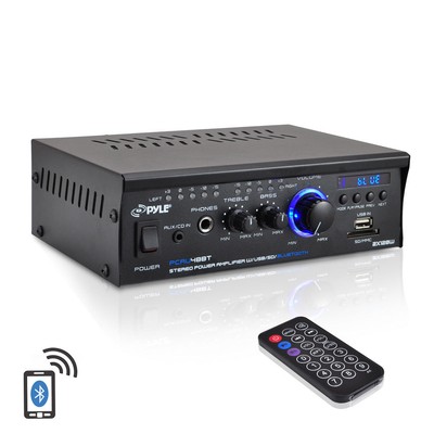NEW Pyle PCAU48BT 120W x 2 Bluetooth Stereo Power Amplifier USBSD AUX amp Remote