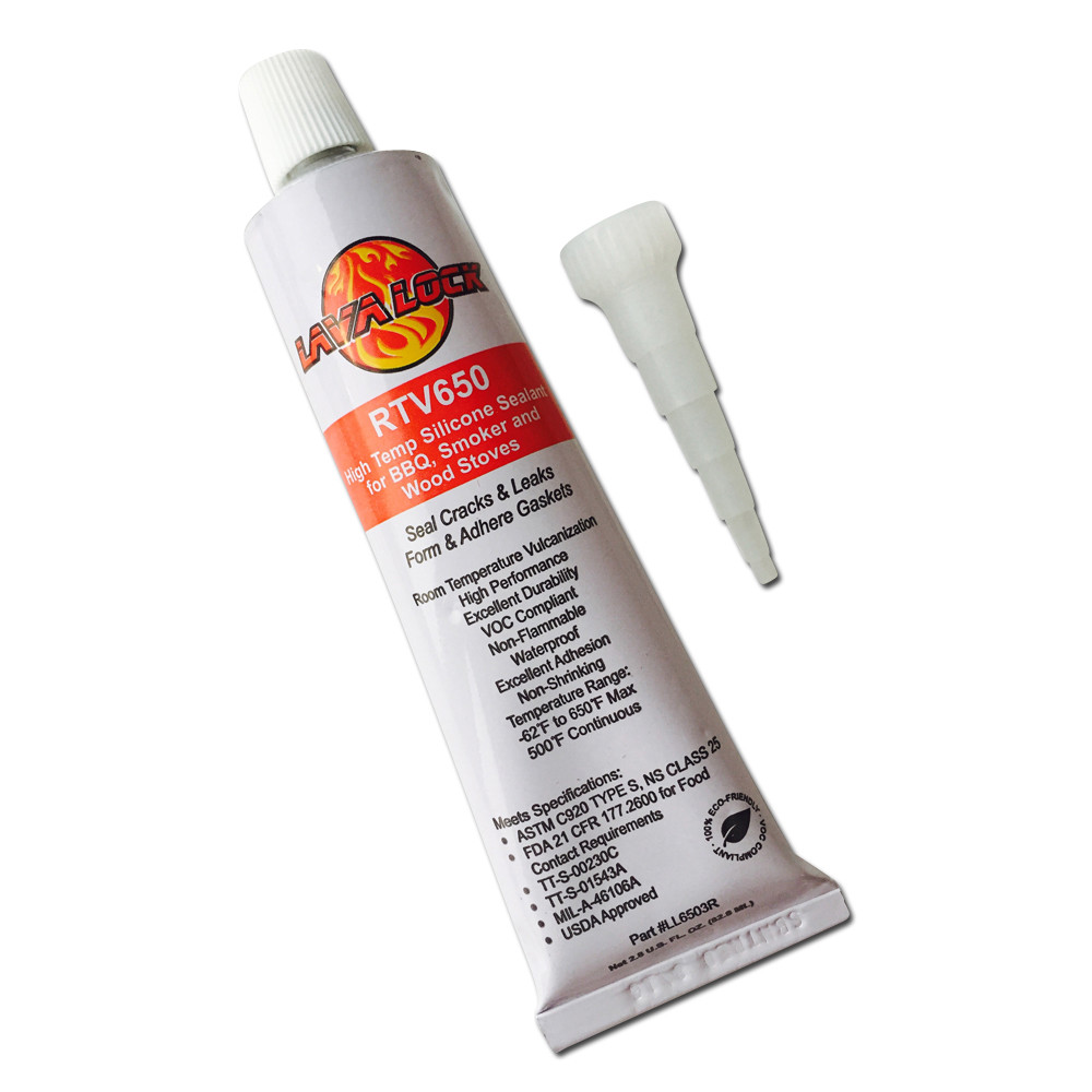 LavaLock® Red RTV 650 F BBQ smoker & Wood stove adhesive sealer gasket maker 3oz
