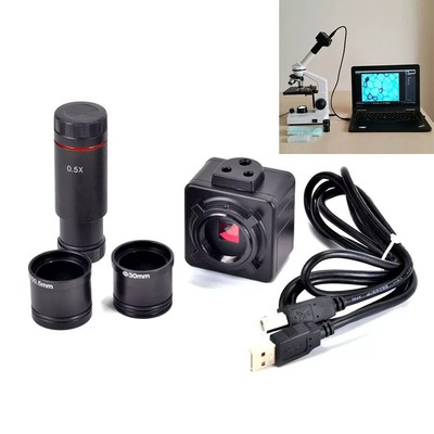 5MP USB CMOS Camera Microscope Digital Electronic Eyepiece w/ 0.5X C Mount Lens
