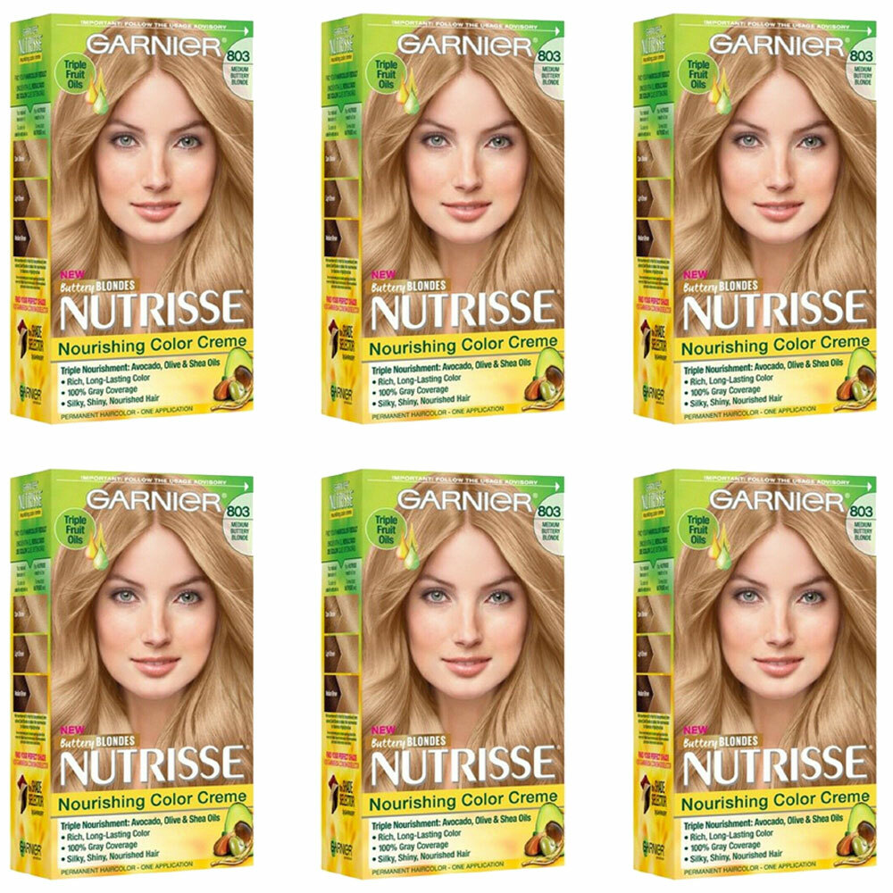 6pk Garnier Nutrisse Hair Color Nourishing Dye 803 Medium Buttery