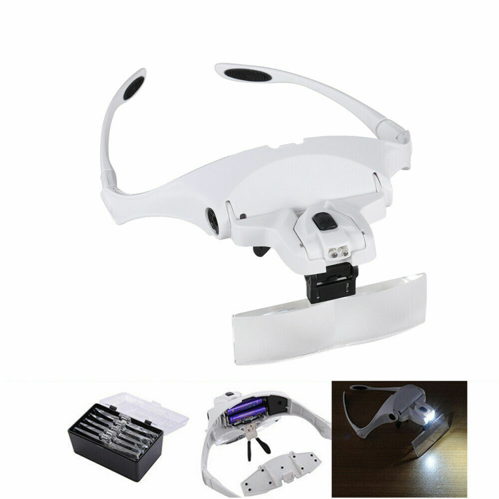 Occhiali Lente Ingrandimento Di Precisione Oculari 5 Lenti Con Luci 2 Led sus