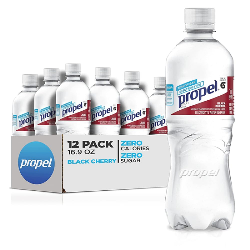 12 Pack Propel Black Cherry Flavor Zero Calorie Water Beverage 24 Fl Oz