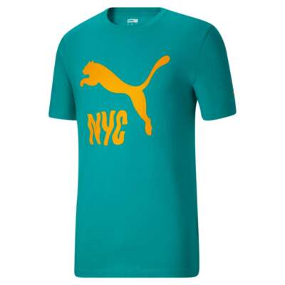 

Puma Wavy Nyc Cat Crew Neck с коротким рукавом Мужские синие повседневные топы 67527227, Синий, Puma Wavy Nyc Cat Crew Neck Short Sleeve T-Shirt